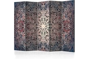 murando Decorative Room Divider Mandala Abstract 225x172 cm / 89"x68" Double-Sided Folding Screen 5 Panels Room Partition Non-Woven Canvas Print Opaque Photo Display f-C-0132-z-c