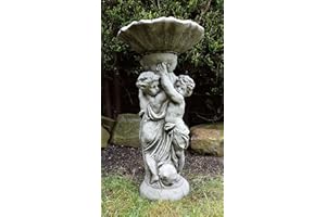 Other ONEFOLD - TWIN CHERUB BIRD BATH/FEEDER ORNAMENT DETAILED CAST STONE GARDEN
