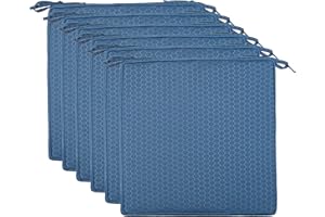 Brandsseller Lot de 6 Coussins de Chaise 40x40x4 cm - Galette de Chaise Hydrofuge avec Liens en Structure alvéolaire – pour l’intérieur et l’extérieur – Cuisine, Terrasse, Jardin – Bleu