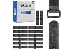 YOUR DAY MATE Sangle scratch Réutilisable avec Boucle pour Organiser les Câbles, 15 Pièces, L 10 x l 2 cm, Noir, Matériau Nylon, Bande-nylon Solide, Bande de Serrage Refermable, Sangles de câbles