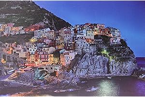 ‎JANDEI JANDEI - Dekoratives Bild mit LEDs (verschiedenen Bilder) (Italienisches Fischerdorf 60x40 cm)