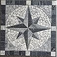 Marmor Rosone Windrose 90x90cm - Edler Naturstein-Kompass Für Boden & Wand