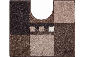 GRUND Linea Due Alfombra de Baño 3D, Ultra Suave y Absorbente, Antideslizante, 5 Años de Garantía, MERKUR, Estera de WC con Recorte 50x60 cm, Marrón
