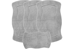 emmahome ROMANY GYPSY WASHABLE NON-SLIP 4PCS MAT/RUG SET, 67X120CM CARAVAN/MOBILE HOME TOURER SIZES, PUFFY SMART (Grey)