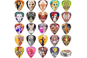 K KAREZOG Plektrum 24 Stück,Guitar Picks 0.71mm Zelluloid Gitarren Plektrum,Personalisiert Plektrum Akustikgitarre,Plektrum E Gitarre, Bass,Ukulele (Mix-1)
