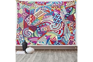 ABAKUHAUS Psychédélique Tapisserie, Funky Moderne, Décoration Murale en Tissu pour la Chambre à Coucher Le Salon Le dortoir, 230 cm X 140 cm, Magenta