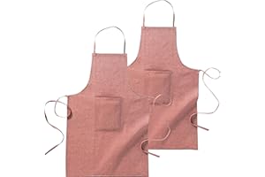 MIRAMAI Grembiule da Cucina Lungo Chef Unisex in Cotone Riciclato Eco Friendly Elegante con Tasca Frontale, Grembiuli Coton Tessuto Tela Green Ecologico da Cuoco Lavabili e Riutilizzabili