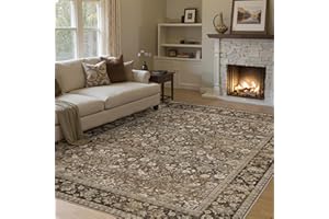 PureCozy Tappeto Salotto Moderno, Tappeti Camera Da Letto, 160x230 cm Tappeto Vintage Corridoio Antiscivolo Lavabile Pelo Corto per Soggiorno,Cucina, Ufficio, Interno,Marrone