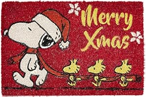 Excelsa Orzeszki ziemne Boże Narodzenie, mata wejściowa, włókno kokosowe, czerwona, 40 x 60 cm