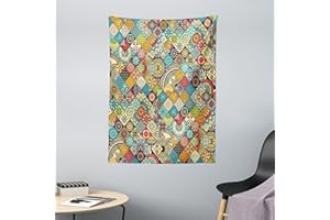 ABAKUHAUS Bohemio Tapiz de Pared y Cubrecama Suave, Gente A Cuadros, Fácil de Lavar No Destiñe, 110 x 150 cm, Multicolor