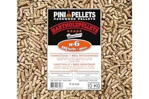 PINI Pellets de Bois Dur №6 BBQ Herbes + épices Grill Pellets pour Griller, Faire Fumer, également pour Les Fours à Pizza à granules