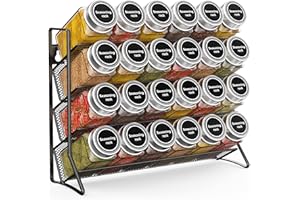 Fuleadture 3-Tier Spice Rack Free Standing, Counter Spice Organiser, Metal Seasoning Bottle Organizer for Kitchen, Countertop, Cupboard, Pantry - 2Pcs, Black