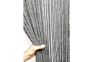 MadeInNature Tenda per porta in cotone poliestere corda intrecciata di alta qualità, per interni ed esterni, larghezza 90 cm x lunghezza 200 cm, diversi modelli a scelta (grigio 54 fili)