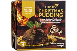 Matthew Walker Festive, Luxury Christmas Pudding 400 g (Pack of 1) – A Traditional Vegetarian Recipe With Rich And Moist Texture, Perfect For Smaller Festive Gatherings And Seasonal Gifting
