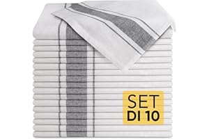 SIDORENKO Loco Bird strofinacci cucina cotone 45x75 cm bianco monochromatico - Set di asciugamani da cucina di in 10 pezzi - Asciugapiatti - stracci cucina in cotone per asciugare