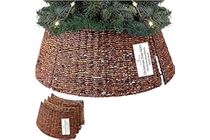 DECO EXPRESS Weihnachtsbaum Rock, Geflochtener Korb für Tannenbaum, Abdeckung Christbaumständer, Deko für Weihnachten, 51 x 25 cm (Braun, Top 51cm/Base 66cm)