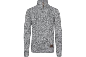 !Solid SDPankraz Herren Strickpullover Troyer Grobstrick Pullover mit Zopfstrickmuster Reißverschluss 100% Baumwolle Regular fit