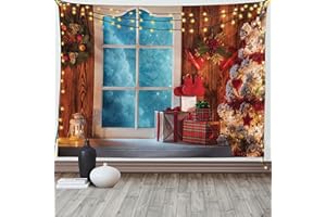 ABAKUHAUS Natale Arazzo, Congelato Snowy Casa, Tessuto Parete Appeso Decorazione per Camera da Letto, Soggiorno, dormitorio, 230 x 140 cm, Rosso & Blu