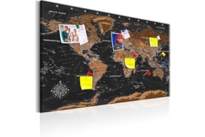 murando - Pannello di Fibra con Puntine - Versione Francese - 120x80 cm 1 Pezzo - Bacheca & Quadro su tela in un uno - Decorativo per Parete - Lavagna Grande per le Note Ufficio - Mondo k-A-0298-v-a