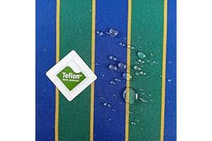 GADETEX Tela Impermeable por Metros - Lona acrílica - Toldo - Protección Rayos UV (Raya Verde - Azul, 3,95 x 3,20 m)