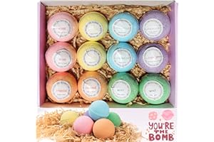 Bath Bombs Gift Set, TTRwin Natural Vegan Spa 12 Fizzy Bubble Bath Bomb Kit with Different Organic Essential Oils，Birthday Gift idea for Her, Women, Men, Kids and Teen Girls