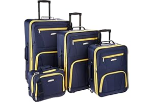 Rockland Equipaje Journey Softside Set Vertical, Navy, Talla única, Juego de Equipaje de 4 Piezas
