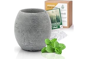 ‎COZYNATURE CozyNature® Sauna-Ei aus natürlichem Speckstein | ca. 7 x 6,5 cm| Sauna Zubehör | hitzebeständige Aromaschale für entspannende Saunaaufgüsse | 100% Handarbeit | geeignet für Mentholkristalle & Saunaöl