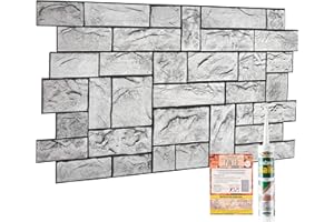 NOVECRAFTO Paneles de pared decorativos 3D, gris piedra, ladrillo efecto pizarra, PVC, revestimiento de plástico