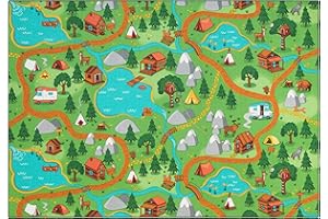 Carpet Studio Alfombra Carretera 140x200cm, Alfombra Infantil para Dormitorio & Cuarto de Jugar, Lavable a Máquina, Fácil de Limpiar, Anti-Deslizante - Hiking