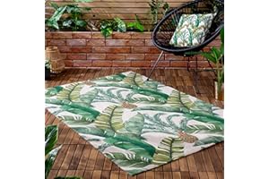 Wylder Tropics Maui Outdoor/Indoor Rug – Botanical Palm Leaf Design (Multicolour – 120 x 170cm)