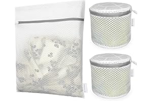 FOYER NUAGE 3PCS Honeycomb Mesh Laundry Bags for Delicates with Zipper,Travel Storage Organize Bags,Clothing Washing Bags for Underwear,Lingerie,Bra,Blouse, Hosiery, Stocking, Socks,Extra Strong(2Bra,1S)