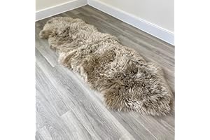 SHEEPSKIN WORLD Arthur Cameron - Genuine Double-Fleece Sheepskin Rug with a Natural Suede Backing - Non-Allergenic, Extra Thick & Dense Wool with a Soft, Fluffy Texture
