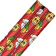 Hallmark Wrapping Paper, Roll Wrap, Pack of 3, Lego, Lego Heads, Christmas, Santa, Snowman, Elf, Red, 4M Each