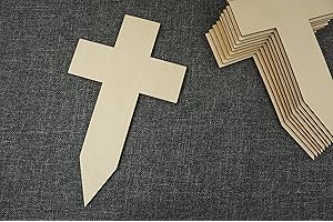 DECOCRAFT 10x Plain Wood Wooden Cross Embelishments Craft Shapes Memorial Crucifix (W93)