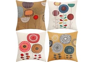ARNTY Federe Cuscini Divano 45x45, Copricuscini Divano Moderna Fodere Cuscini Decorativi Set di 4 Federa per Soggiorno Sedia Divano (Floreale-Biancheria)