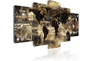 B&D XXL murando - Tableau Décoration Monde 200x100 cm 5 Parties - Impression sur Toile Cadre en Bois Salon Chambre Déco Murale Tableaux Maison Bureau Cuisine - Carte k-A-0008-b-n