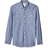 Amazon Essentials Camicia in Chambray a Maniche Lunghe Regular Fit Uomo