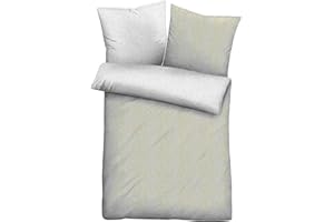 biberna 0840500 Wende-Bettwäsche Garnitur mit Kopfkissenbezug Melange-Flanell 1x 155x200 cm + 1x 80x80 cm, kitt