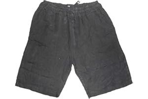 FANTASY Pantalone Corto Bermuda Puro Lino Leggero Fresco Estivo Moda Slim Tasche Uomo Ragazzo