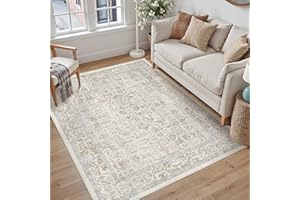 HUGEAR Alfombra Salon Taupe Multi Antideslizante Alfombras Lavables en Lavadora Tapetes para Sala 150x210cm Habitacion Dormitorio Comedor Flor Vintage Grande Tapete Pelo Corto tapete Quarto