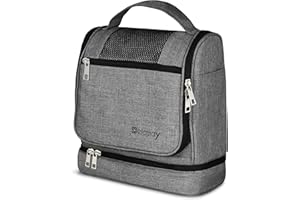 DELAWAY XXL Kulturbeutel zum Aufhängen [Design 2025] Große Kulturtasche für Damen, Herren mit Kofferhalterung und separatem Nassfach - Waschtasche für Männer & Frauen (Grau Neu)