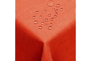 ‎DECOHOMETEXTIL DecoHomeTextil Leinen Optik Farbe Größe wählbar - Eckig 110 x 220 BZW.220x110 BZW. 110x220 cm Orange mit Lotus Effekt Tischdecke mit Fleckschutz Orange TD Eckig