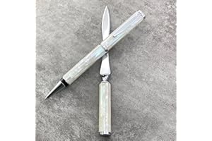 LACHIEVA LUX Ensemble de stylos à bille en métal nacré et ouvre-lettres. Coffret cadeau de luxe pour hommes et femmes (coquille blanche).