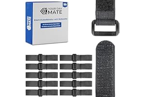 YOUR DAY MATE Sangle scratch Réutilisable avec Boucle pour Organiser les Câbles, 10 Pièces, L 30 x l 2 cm, Noir, Matériau Nylon Haute Qualité, Bande-nylon Solide, Bande de Serrage Refermable, Sangles de câbles