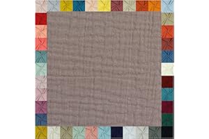 TEXTILQUALITY Hochwertiger Musselin Stoff Meterware - weicher Baumwollstoff für Kleid Baby Decke Tuch Tagesdecke Bettwäsche ÖkoTex Double Gauze uni Baumwollstoffe Dekostoff Stoffe zum Nähen Meterware 0,5 m (beige)