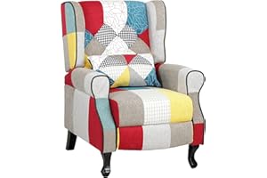 Totò Piccinni Poltrona Relax Reclinabile con Poggiapiedi Imbottita (Patchwork Party, Comfort)