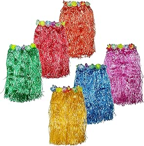 YKKJ Hawaii Kostüm Set 7-teilig - Hula Rock Grün Für Partys