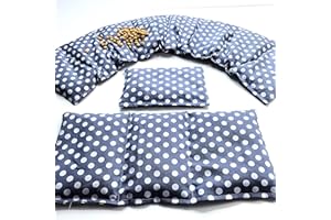 FK-KOERNERKISSEN 3 er Set 78 x17 cm Kirschkernkissen 11 Farben Körnerkissen Wärmekissen XXL Weizen Dinkel Raps Traubenkerne (a: Kirschkerne, Grau Punkte)