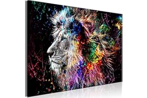 decomonkey | Impression sur Toile intissée Lion Abstrait 120x80 cm | 1 Piece | Tableau mural Image sur Toile Photo Images Motif Moderne Décoration tendu sur Chassis Animaux Coloré