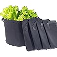 Greenology 10-Gallon Pack of 5 Root Control Greenhouse Plant Grow Bags with Handle - Nonwoven Breathable Fabric - Heavy Duty for Potato Tomato Orchid